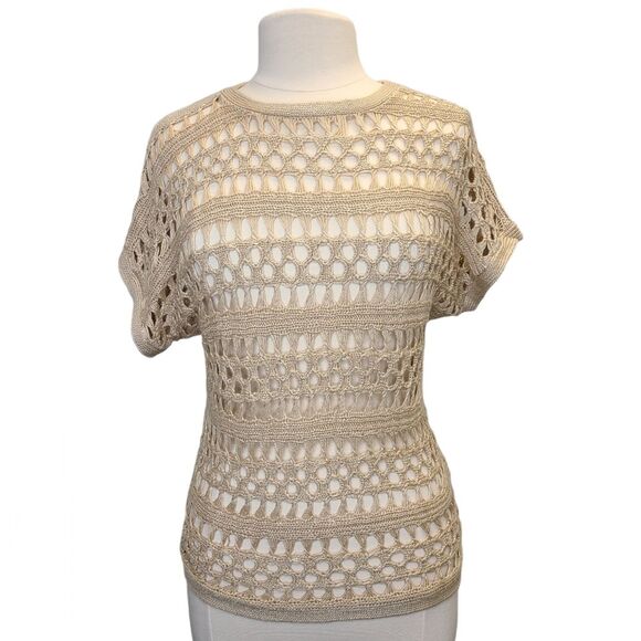 Forever 21 Beige Crochet Knit Pullover Top S - Picture 1 of 15